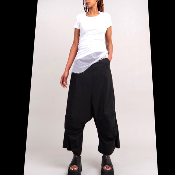 RUNDHOLZ BLACK LABEL Drop Crotch Trousers Black Size M - Picture 4 of 14